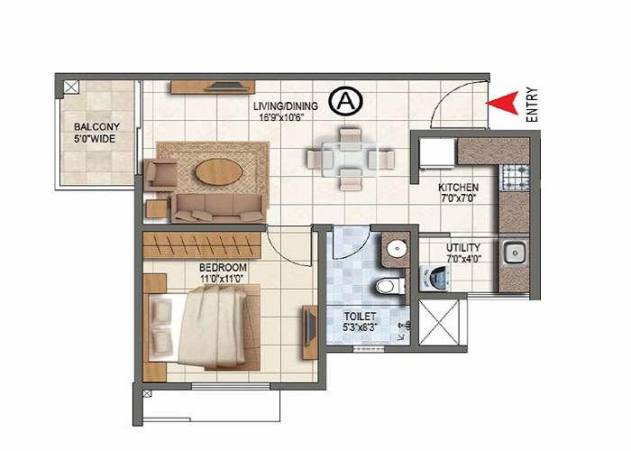 Birla Arnaa 1 BHK Floor Plan