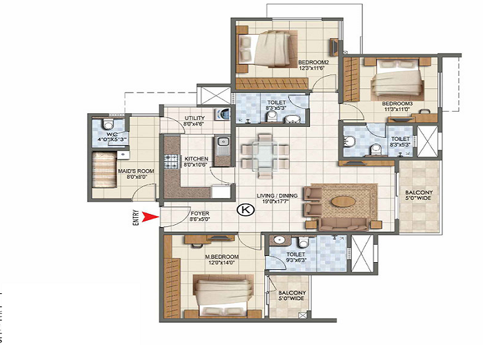 Birla Arnaa 3 BHK Floor Plan